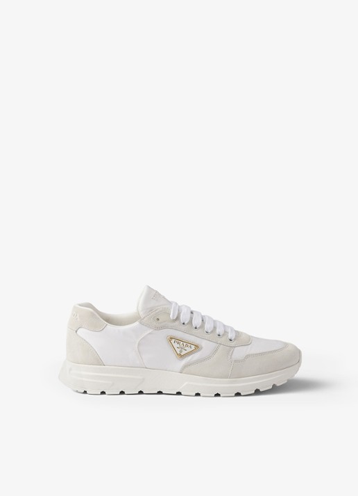 Prada Prax 2.0 Re-Nylon sneaker met suède details - voorkant 4 wit