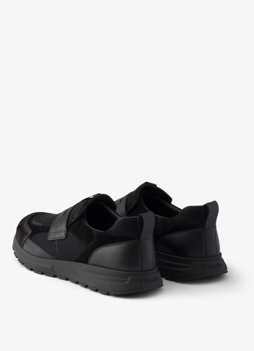 Prada Prax loafer van mesh met leren details - achterkant 5 zwart
