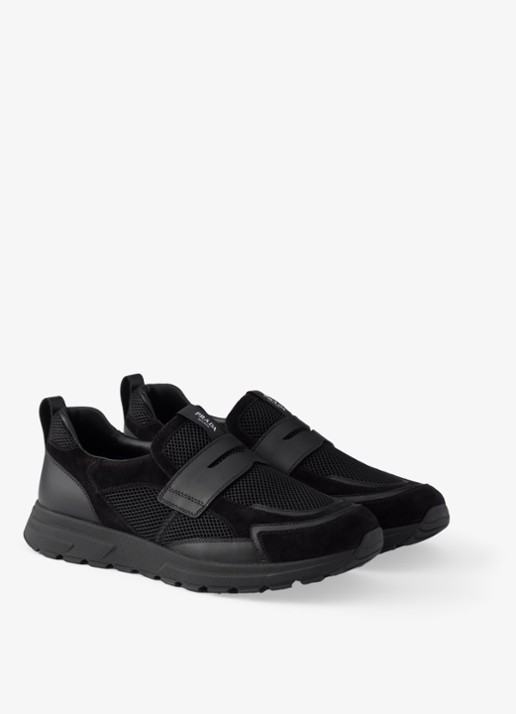 Prada Prax loafer van mesh met leren details - detail zwart