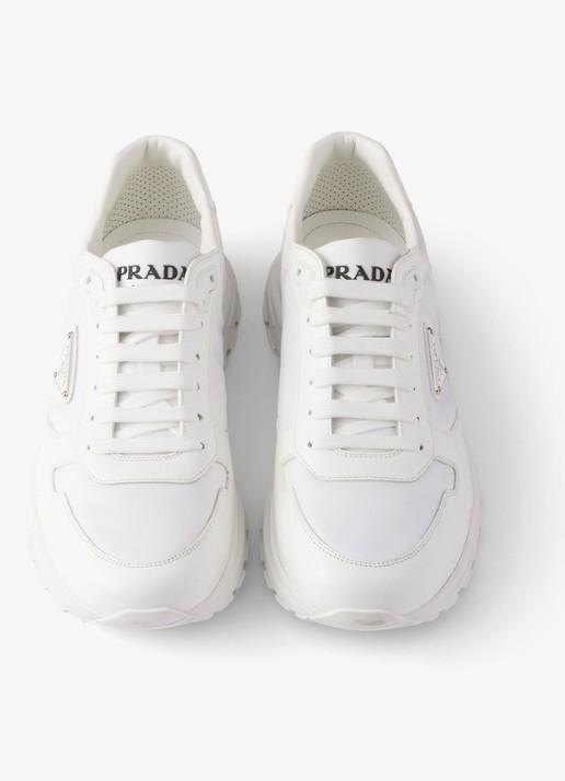 Prada Prax Re-Nylon sneaker met leren details - detail 2 wit