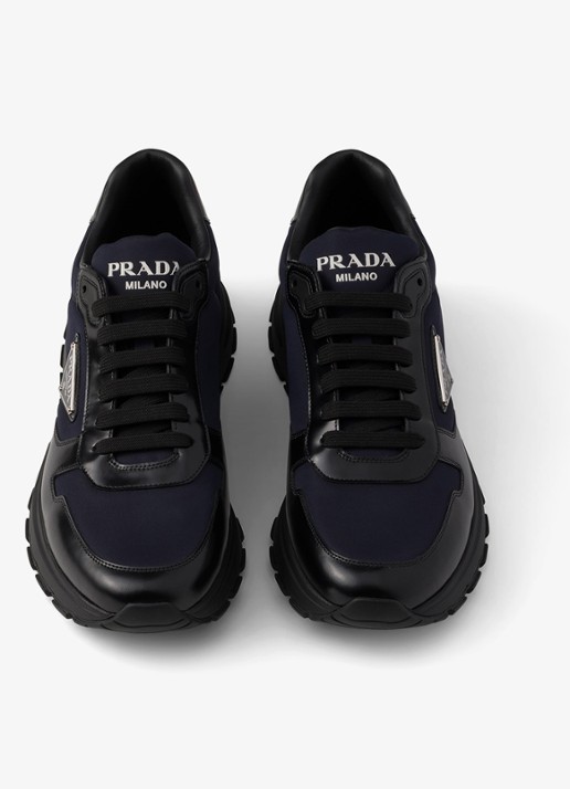 Prada Prax Re-Nylon sneaker met leren details - detail 5 donkerblauw