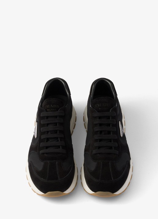 Prada Prax Re-Nylon sneaker met suède details - detail 3 zwart