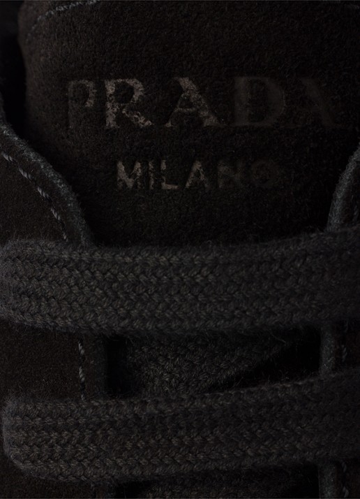 Prada Prax Re-Nylon sneaker met suède details - detail 4 zwart