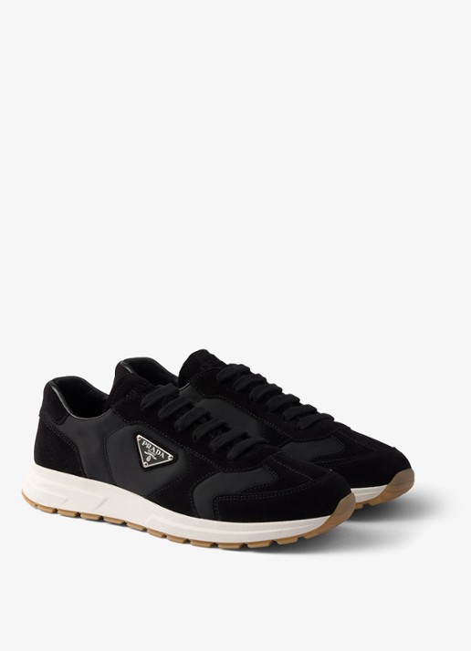 Prada Prax Re-Nylon sneaker met suède details - voorkant 2 zwart