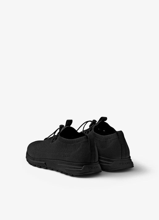 Prada Prax sneaker met gebreid bovenwerk - achterkant 5 zwart