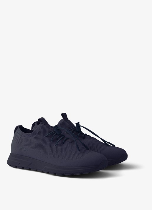Prada Prax sneaker met gebreid bovenwerk - voorkant 3 donkerblauw