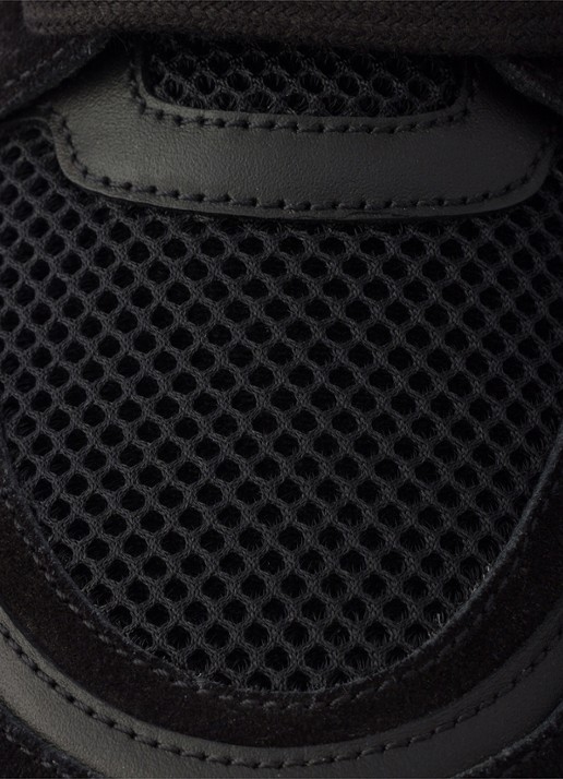 Prada Prax sneaker van leer met mesh details - detail 4 zwart