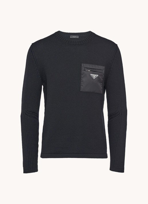 Prada Pullover van wol met borstzak - voorkant 5 zwart