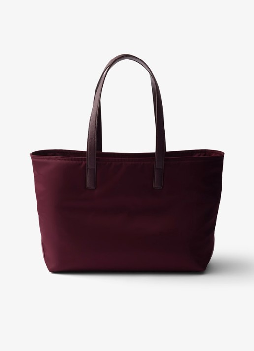 Prada Re-Edition 1978 Re-Nylon Medium shopper met leren details - achterkant 4 bordeauxrood
