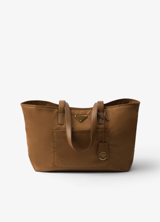 Prada Re-Edition 1978 Re-Nylon Medium shopper met leren details - voorkant 4 camel