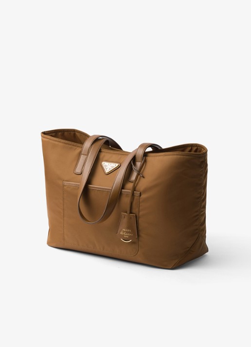 Prada Re-Edition 1978 Re-Nylon Medium shopper met leren details - voorkant 5 camel