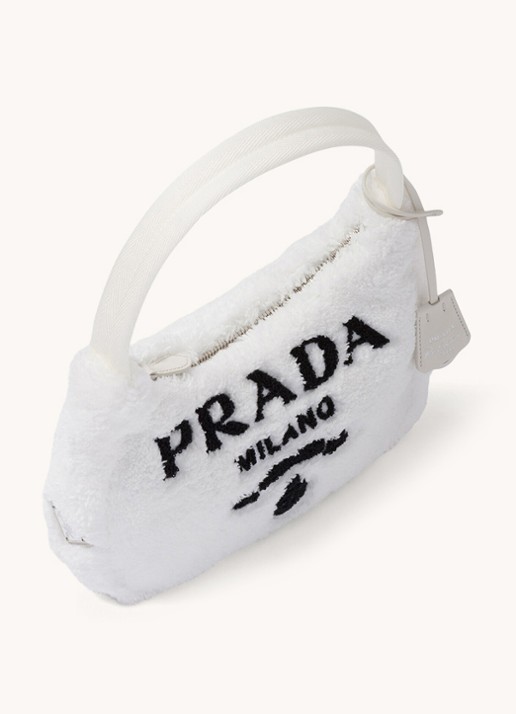 Prada Re-Edition 2000 Mini-Bag handtas met logoprint - achterkant 7 wit