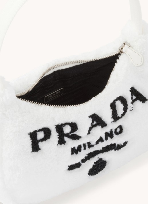 Prada Re-Edition 2000 Mini-Bag handtas met logoprint - detail 4 wit