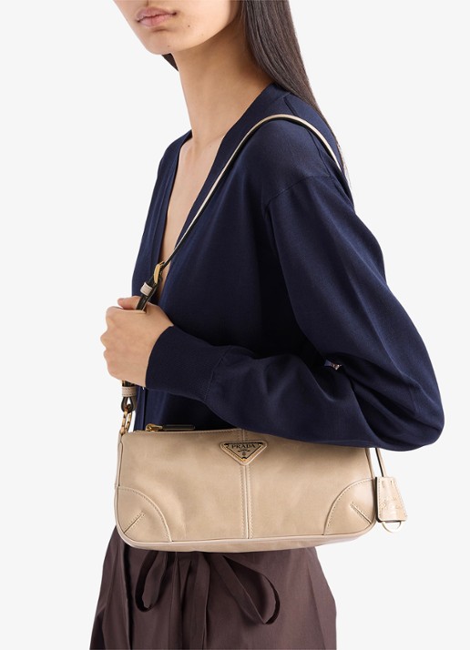 Prada Re-Edition 2002 Medium schoudertas van kalfsleer - voorkant 7 beige