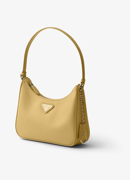 Prada Re-Edition 2005 Mini schoudertas van kalfsleer - voorkant 2 geel