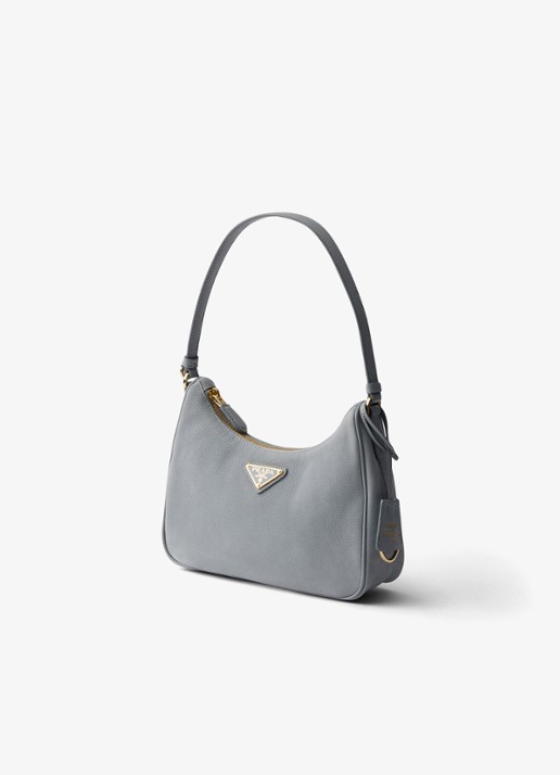 Prada Re-Edition 2005 Mini schoudertas van nubuck - voorkant 6 blauwgrijs