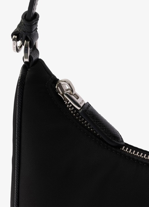 Prada Re-Edition 2005 Re-Nylon Mini handtas met leren details - detail 5 zwart