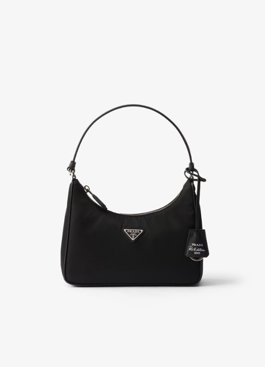 Prada Re-Edition 2005 Re-Nylon Mini handtas met leren details - voorkant zwart