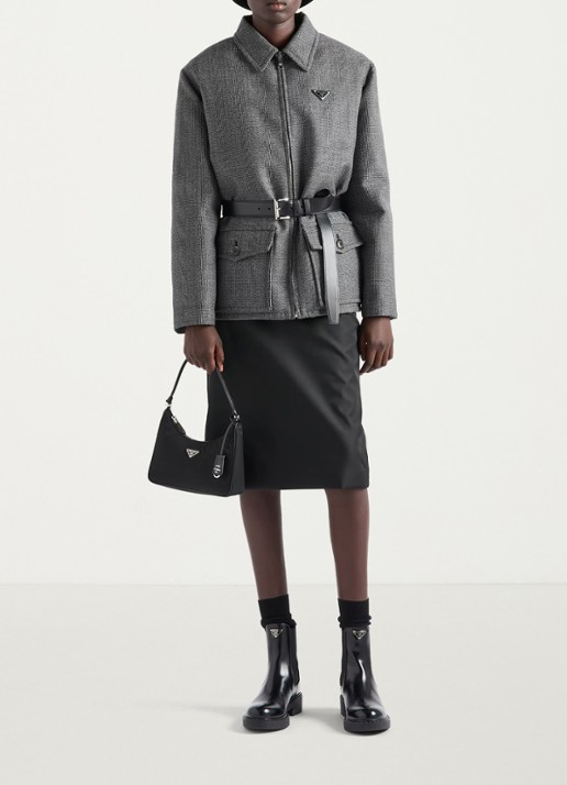 Prada Re-Edition 2005 Re-Nylon Mini handtas met leren details - voorkant 2 zwart