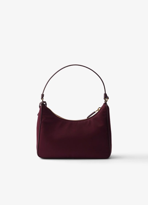 Prada Re-Edition 2005 Re-Nylon Mini handtas met leren details - achterkant 6 bordeauxrood