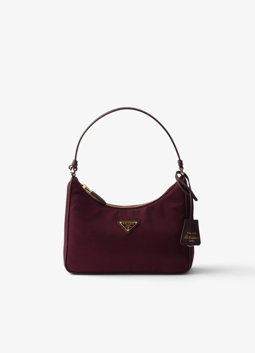 Prada Re-Edition 2005 Re-Nylon Mini handtas met leren details - voorkant 4 bordeauxrood