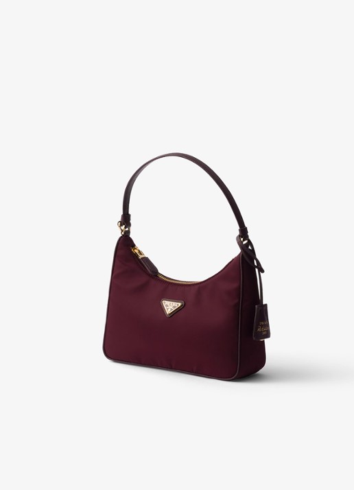 Prada Re-Edition 2005 Re-Nylon Mini handtas met leren details - voorkant 5 bordeauxrood