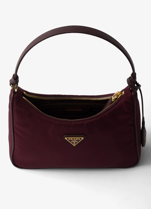 Prada Re-Edition 2005 Re-Nylon Mini schoudertas met leren details - detail 5 bordeauxrood
