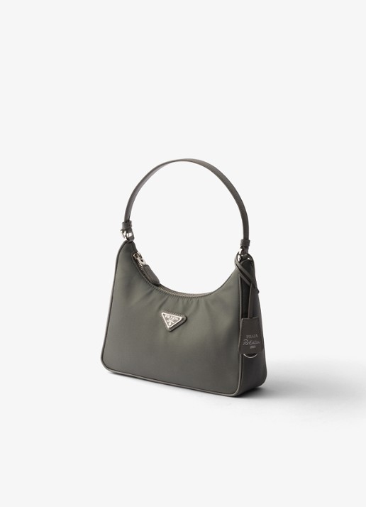 Prada Re-Edition 2005 Re-Nylon Mini schoudertas met leren details - voorkant 3 middengrijs