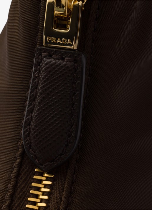 Prada Re-Edition 2005 Re-Nylon Mini schoudertas met leren details - detail 3 donkerbruin
