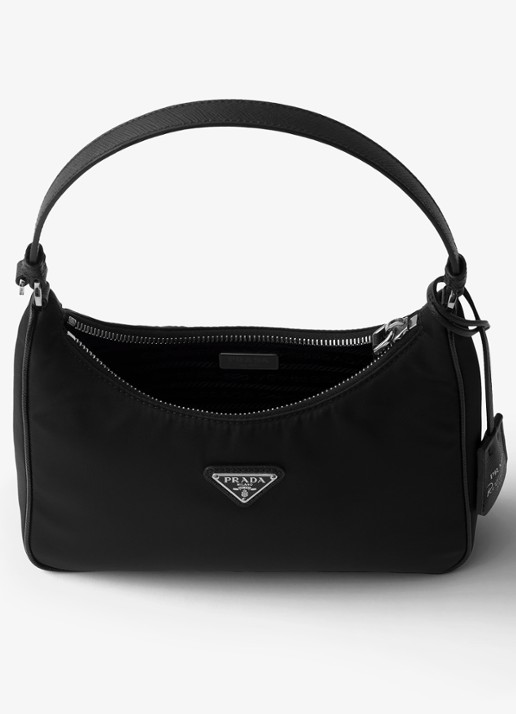 Prada Re-Edition 2005 Re-Nylon Mini schoudertas met leren details - detail 4 zwart