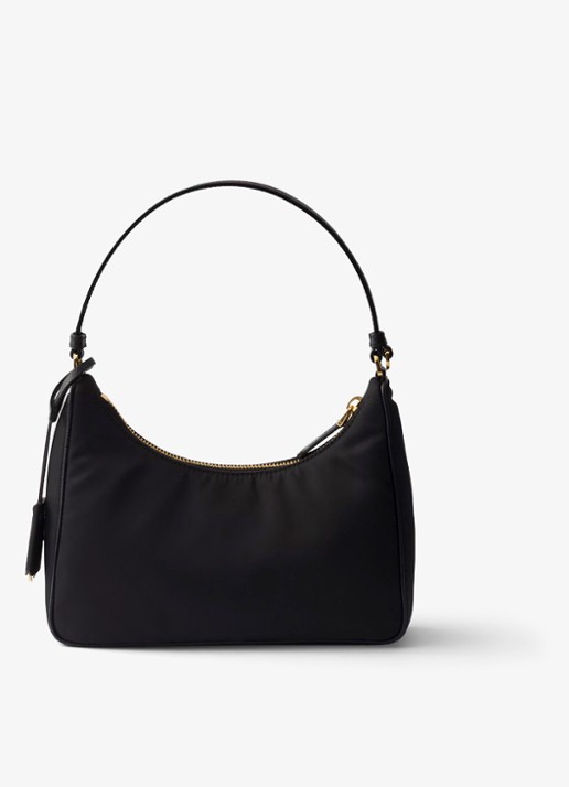 Prada Re-Edition 2005 Re-Nylon Mini schoudertas met leren details - achterkant diepzwart