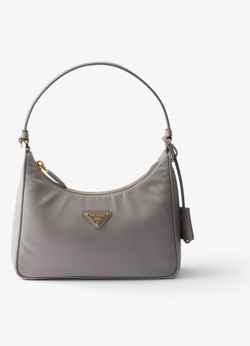 Prada Re-Edition 2005 Re-Nylon Mini schoudertas met leren details - voorkant grijs