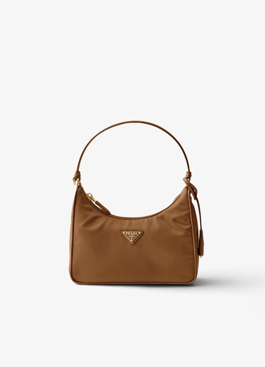 Prada Re-Edition 2005 Re-Nylon Mini schoudertas met leren details - voorkant 5 camel