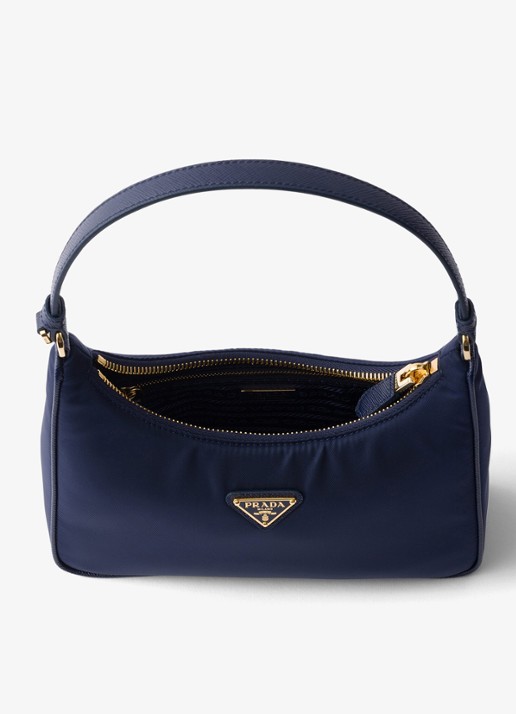 Prada Re-Edition 2005 Re-Nylon Mini schoudertas met leren details - detail 4 donkerblauw