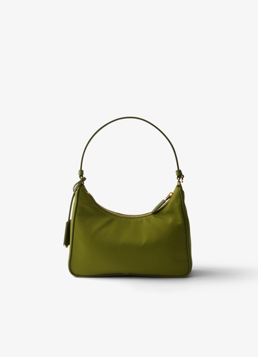 Prada Re-Edition 2005 Re-Nylon Mini schoudertas met leren details - achterkant groen