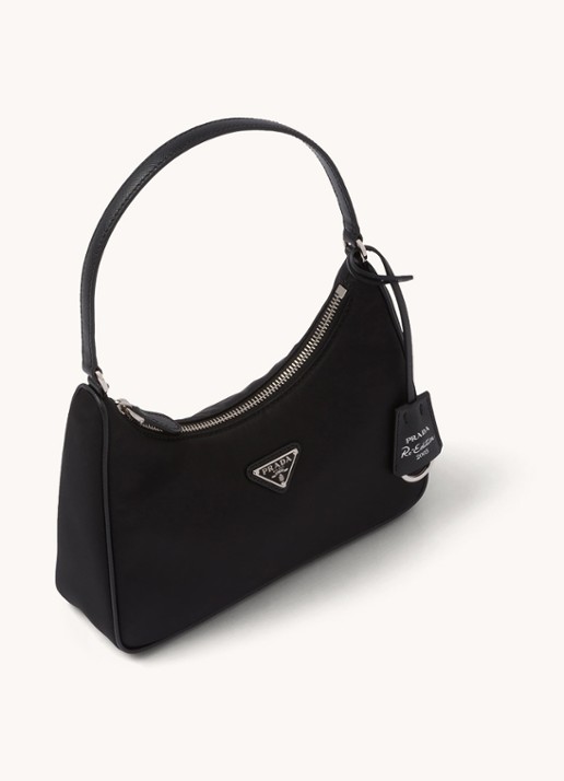 Prada Re-Edition 2005 Re-Nylon schoudertas met leren details - achterkant 9 zwart