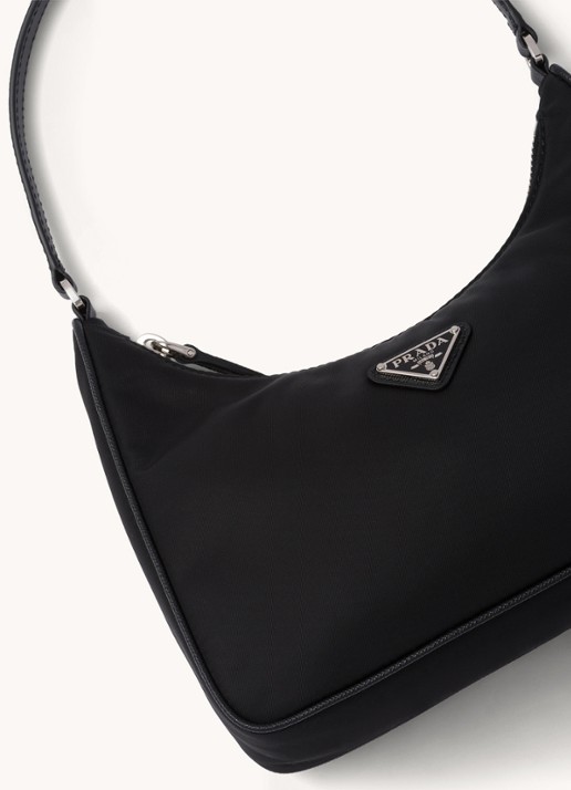 Prada Re-Edition 2005 Re-Nylon schoudertas met leren details - detail 6 zwart