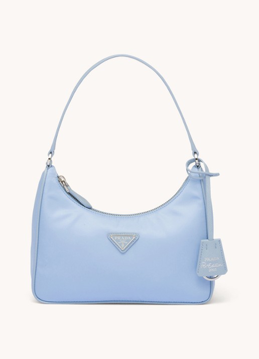 Prada Re-Edition 2005 Re-Nylon schoudertas met leren details - voorkant 3 lichtblauw