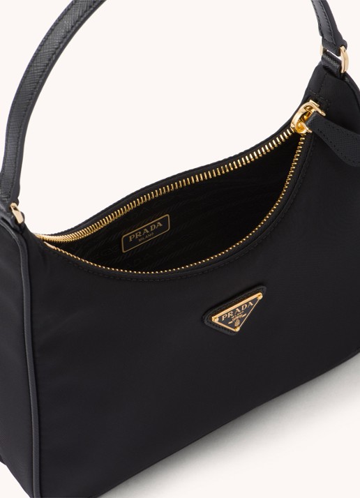 Prada Re-Edition 2005 Re-Nylon schoudertas met leren details - detail 8 zwart