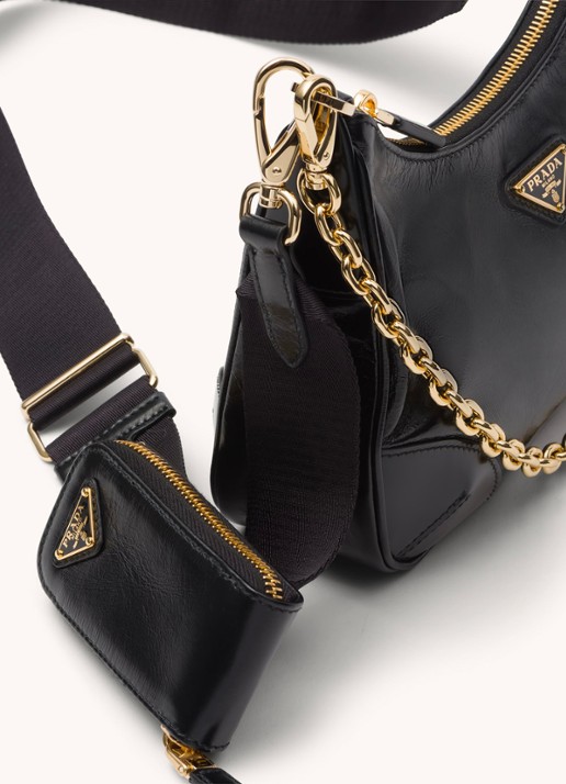 Prada Re-Edition 2005 schoudertas van leer - detail 4 zwart