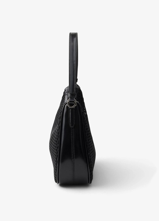 Prada Re-Edition 2005 schoudertas van mesh met leren details - detail zwart