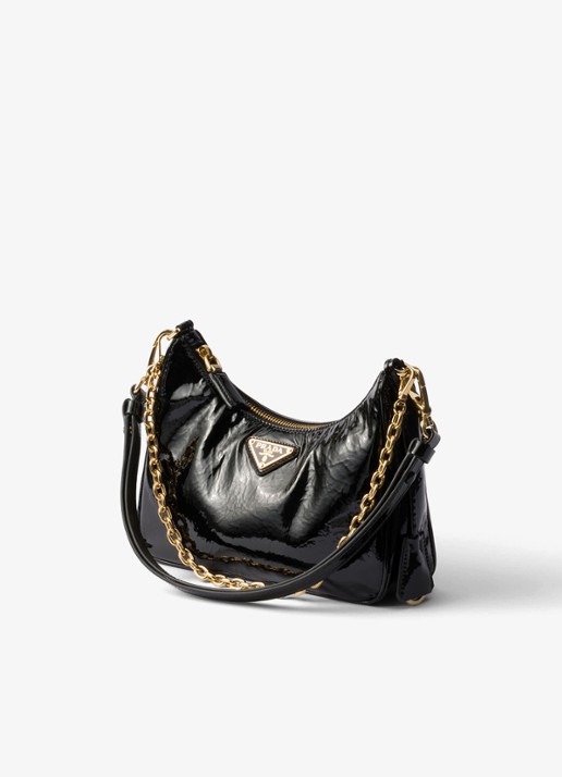 Prada Re-Edition schoudertas van lakleer - detail 3 zwart