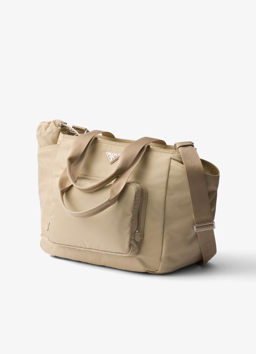 Prada Re-Nylon Baby schoudertas met afneembare schouderriem - voorkant 6 beige