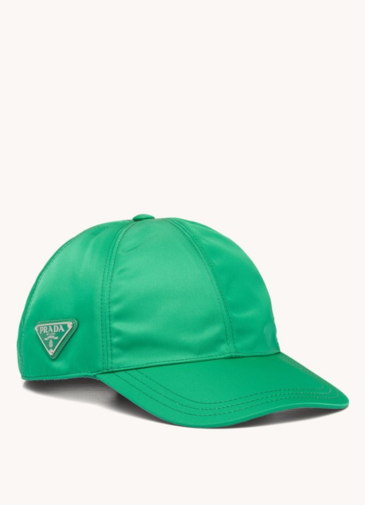 Prada Re-Nylon Baseball pet met logo - voorkant flessengroen