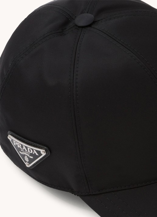Prada Re-Nylon Baseball pet met logo - detail 2 zwart