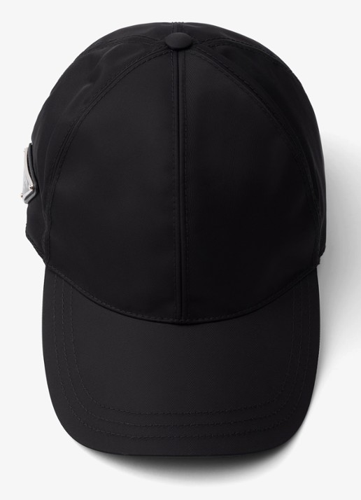 Prada Re-Nylon Baseball pet met logo - detail zwart