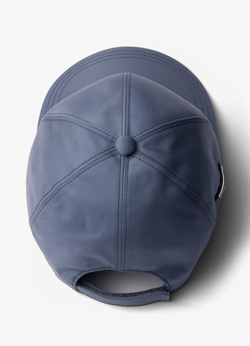 Prada Re-Nylon Baseball pet met logo - detail 2 staalblauw