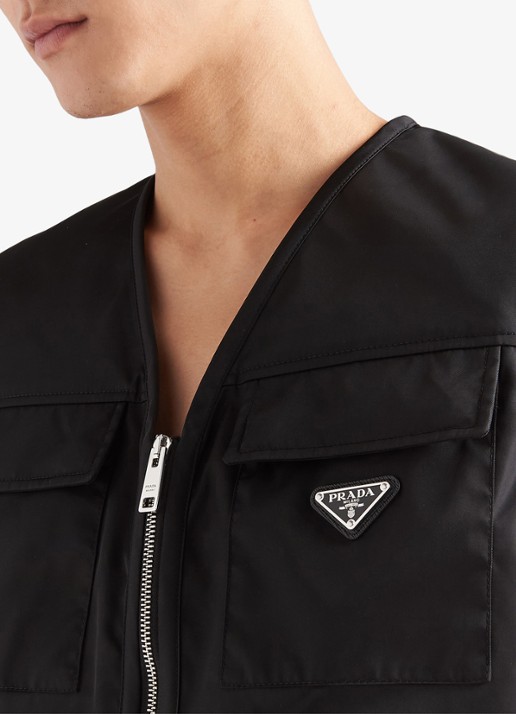 Prada Re-Nylon bodywarmer met logo - detail 5 zwart