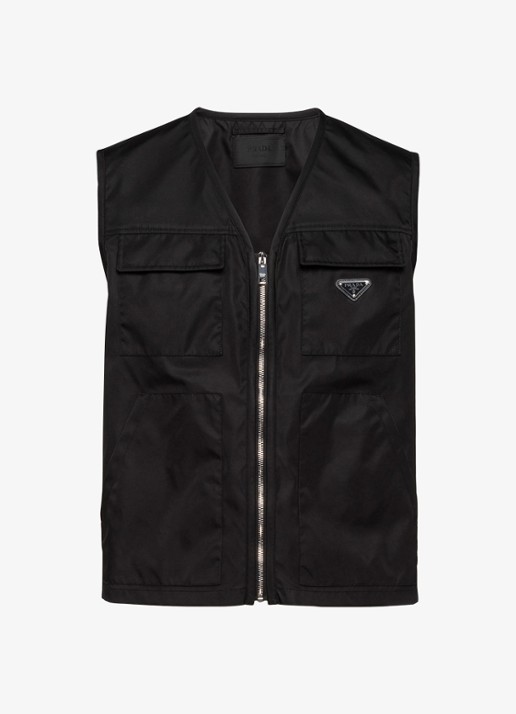 Prada Re-Nylon bodywarmer met logo - voorkant 2 zwart