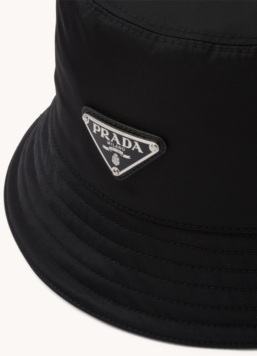 Prada Re-Nylon bucket hoed met logo - detail 3 zwart